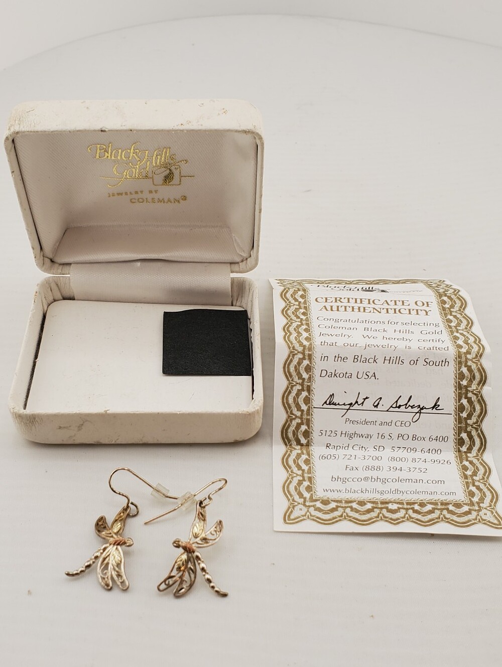 Black Hills Gold & Sterling Dragonfly Earrings